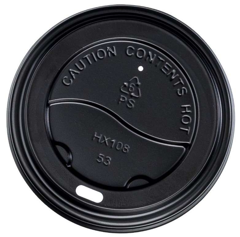 Paper Cup Lids 90mm Black Pack