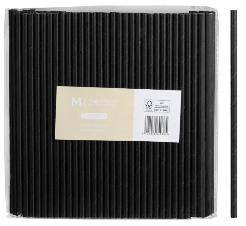 Paper Straws 6mm Black Pack